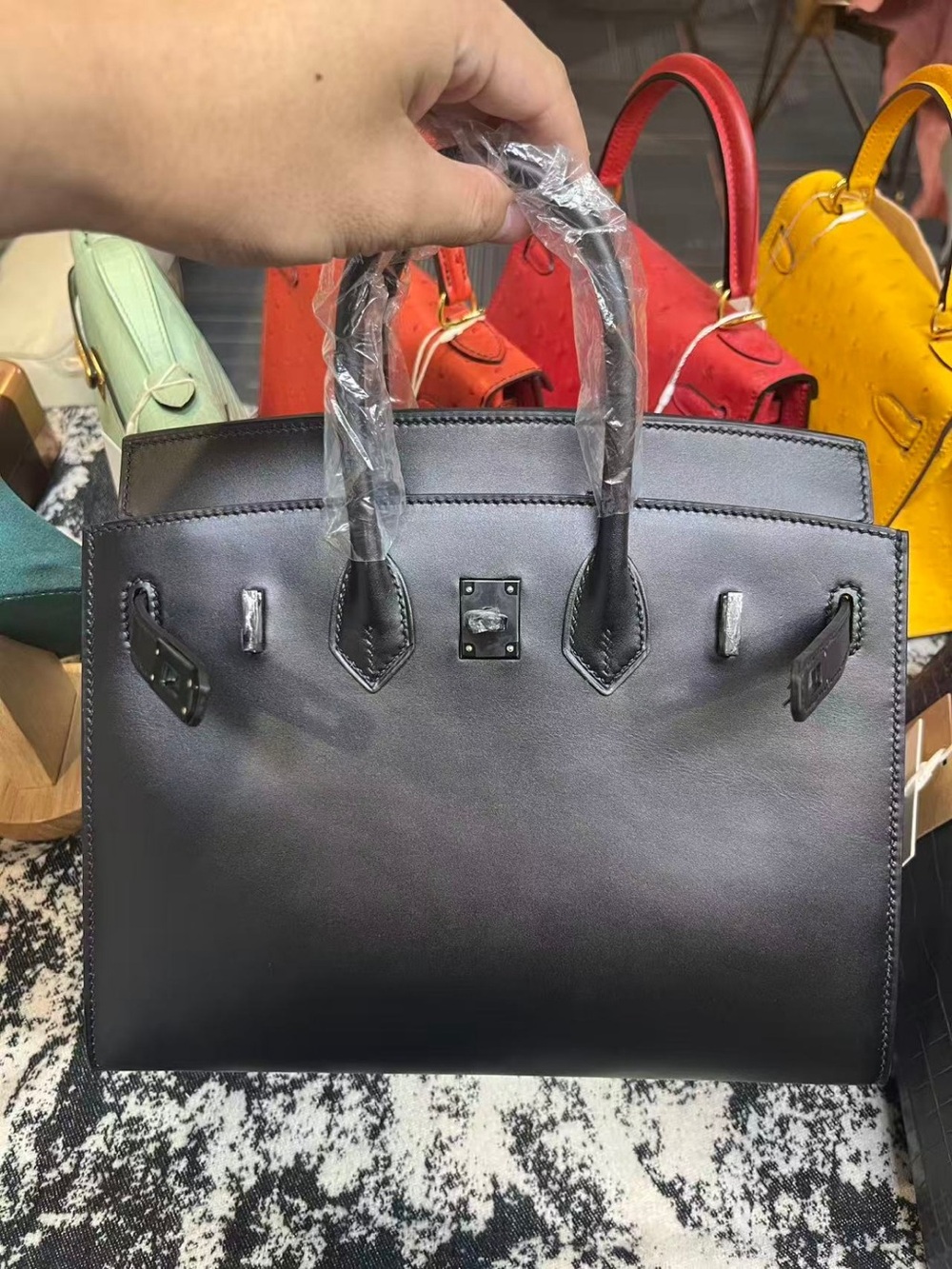 H BIRKIN SO BLACK 25 HANDMADE SELLIER CALFSKIN BOX LEATHER RVD HARDWARE